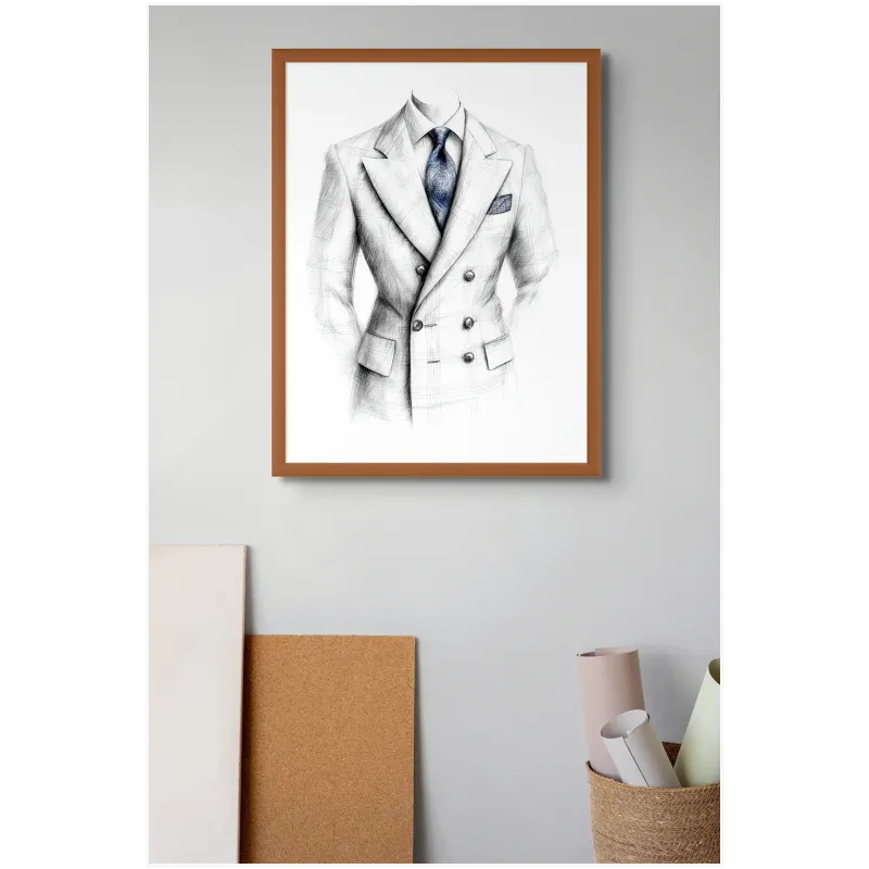 Men Suit Fashion Sketch Pencil Blue Accent