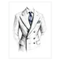 Men Suit Fashion Sketch Pencil Blue Accent