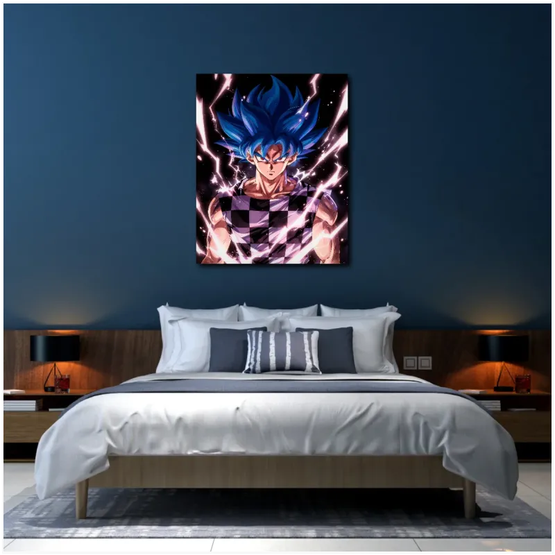 Anime Warrior Character with Electric Blue Aura