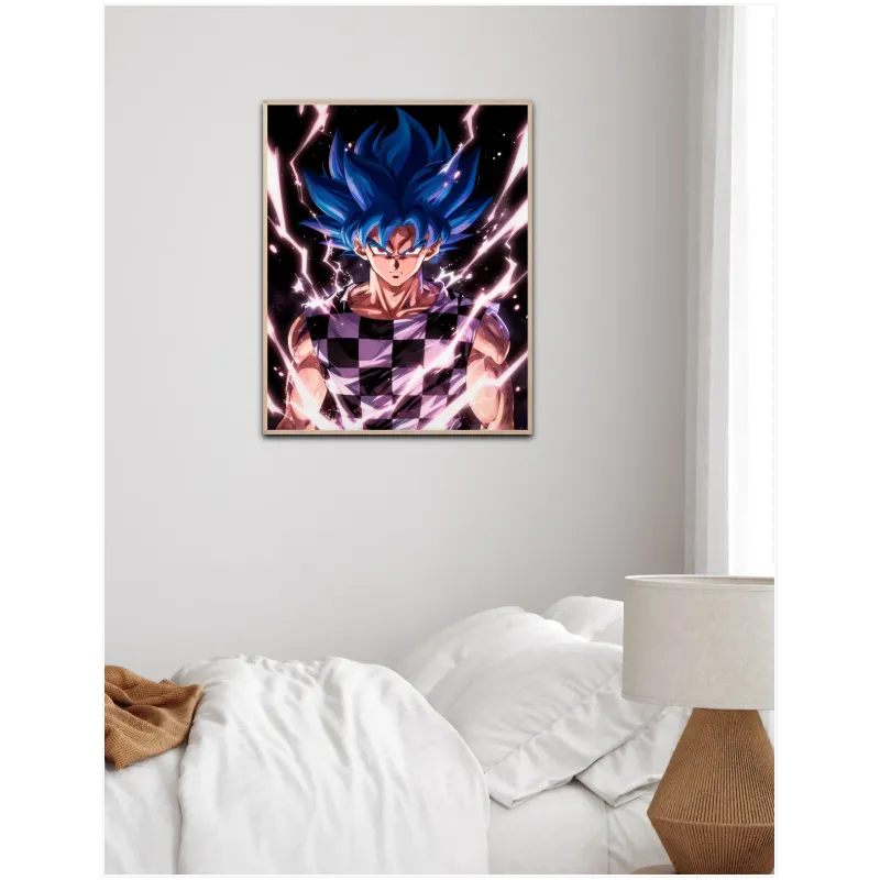 Anime Warrior Character with Electric Blue Aura