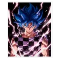 Anime Warrior Character with Electric Blue Aura