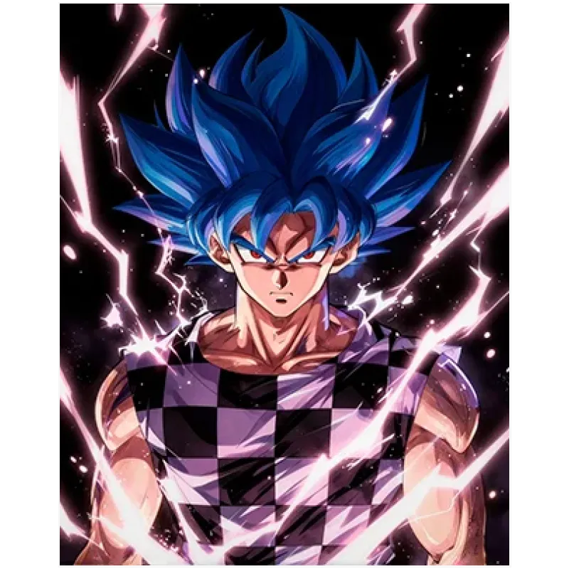 Anime Warrior Character with Electric Blue Aura