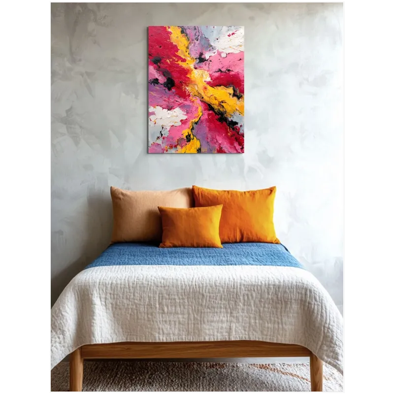 Αφηρημένη Σύνθεση Fluid Art σε Ροζ και Κίτρινες Αποχρώσεις