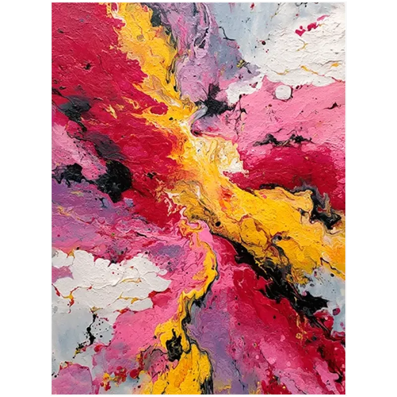 Αφηρημένη Σύνθεση Fluid Art σε Ροζ και Κίτρινες Αποχρώσεις