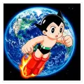 Astro Boy Πτήση στο Διάστημα Retro Anime Μπλε