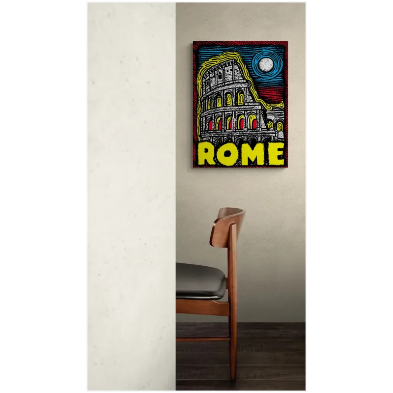 Πίνακας Ρώμη Κολοσσαίο Ρετρό Pop Art Κόκκινο Μπλε