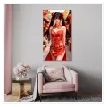 Γυναίκα με Κινέζικο Φόρεμα Cheongsam Anime Κόκκινο Χρυσό