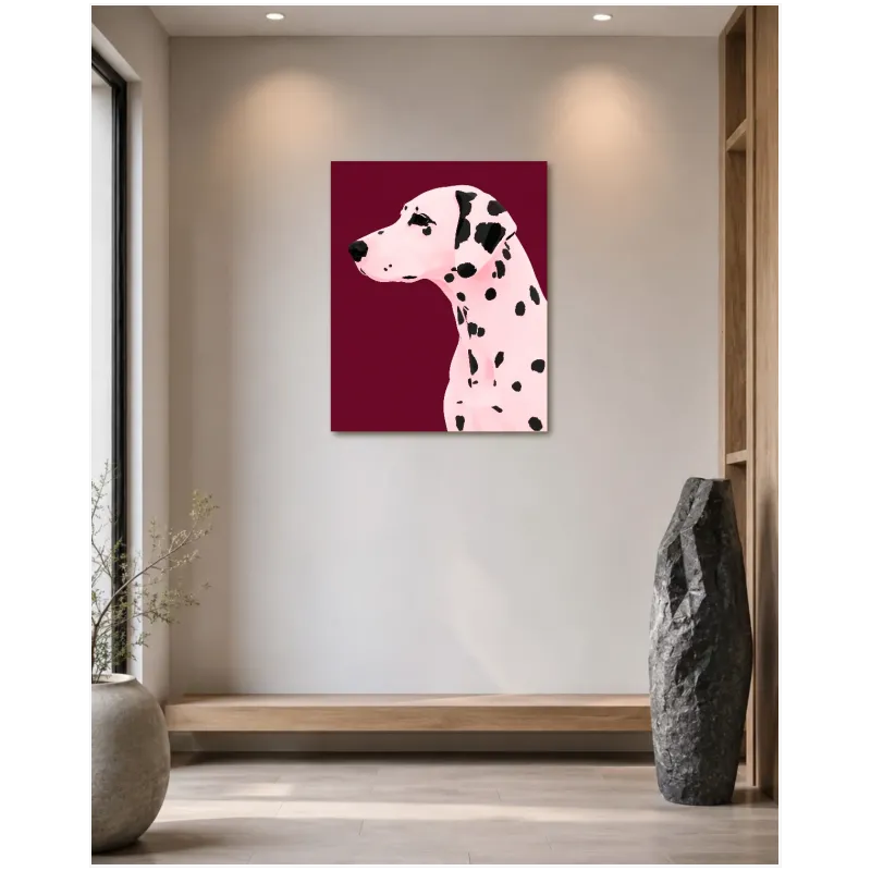Πορτραίτο Σκύλου Δαλματίας Μοντέρνο Pop Art Βυσσινί