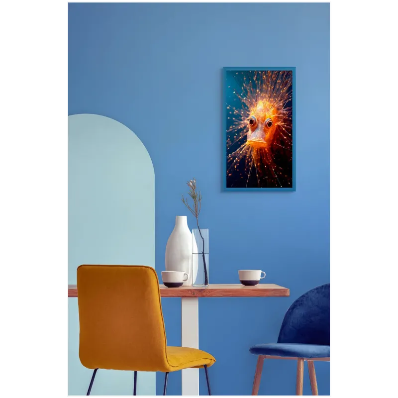 Bioluminescent Deep Sea Fish Glowing Orange Blue Art