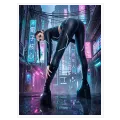 Cyberpunk Γυναίκα Φουτουριστική Πόλη Νέον Μπλε