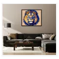 Canvas Print Lion Abstract Art Blue and Gold