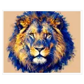 Canvas Print Lion Abstract Art Blue and Gold