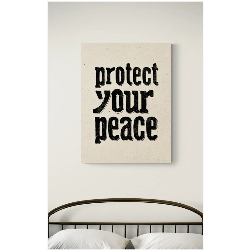 Πίνακας Protect Your Peace Μινιμαλιστική Τυπογραφία Μπεζ