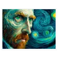 Πορτραίτο Van Gogh Εμπνευσμένο από Έναστρη Νύχτα σε Μπλε και Τουρκουάζ