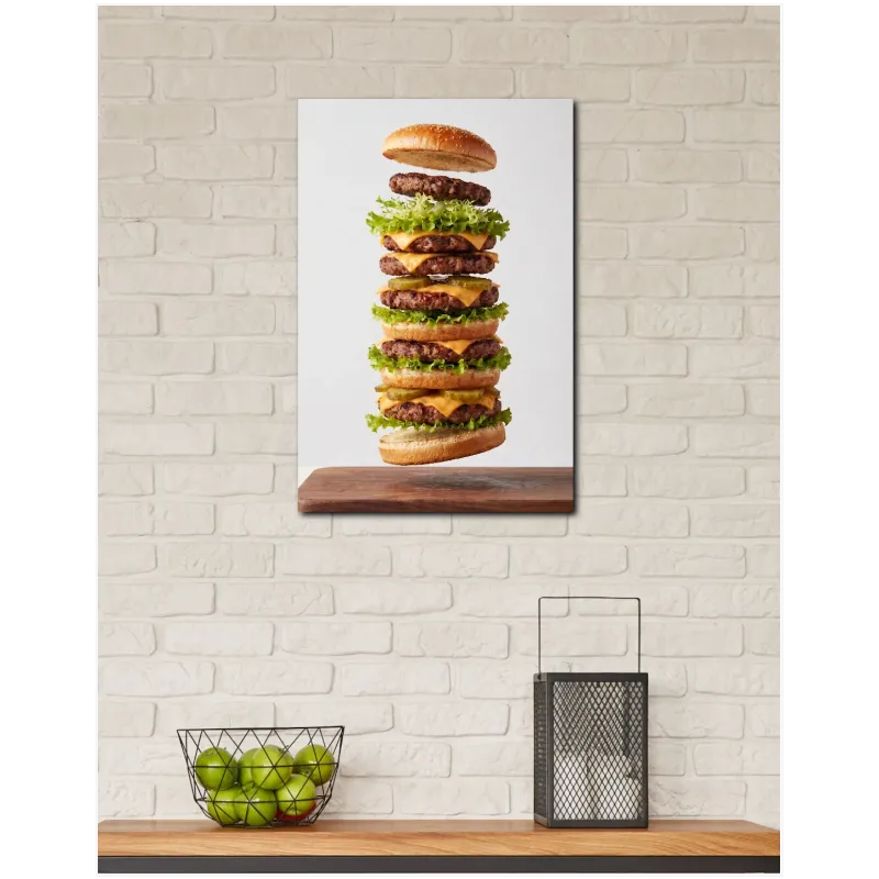 Floating Giant Layered Burger Modern Food Art