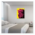Πίνακας με Φράση Wake Up Pop Art σε Έντονο Ροζ και Κίτρινο