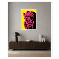 Πίνακας με Φράση Wake Up Pop Art σε Έντονο Ροζ και Κίτρινο