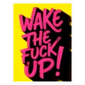 Πίνακας με Φράση Wake Up Pop Art σε Έντονο Ροζ και Κίτρινο