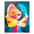 Abstract Modern Portrait Overlapping Faces Vibrant Colors