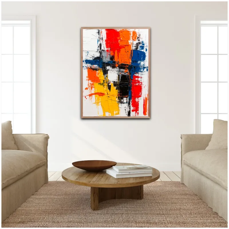 Abstract Colorful Expressionist Impasto Canvas Painting