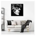 Masked Venetian Portrait Black and White Mystery