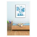 Cute Baby Elephant Blue Line Sketch Artwork