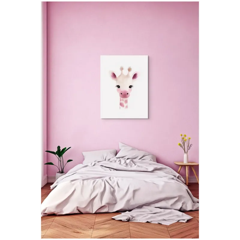 Μικρή Καμηλοπάρδαλη Cute Watercolor Pink Tones Canvas Art