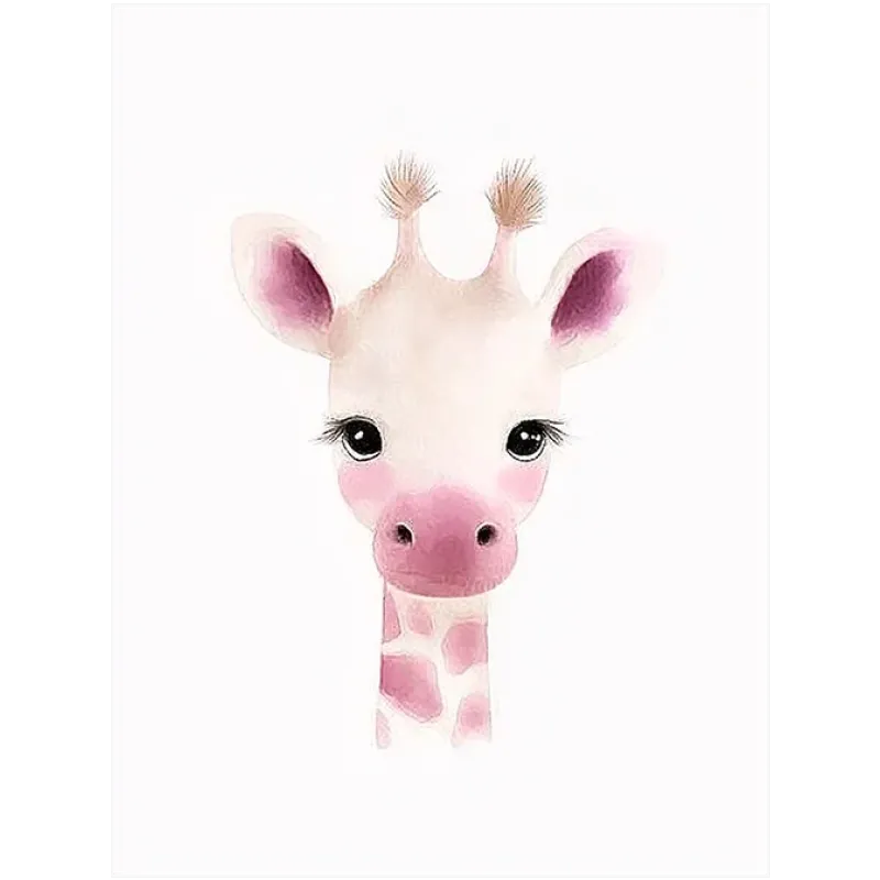 Μικρή Καμηλοπάρδαλη Cute Watercolor Pink Tones Canvas Art