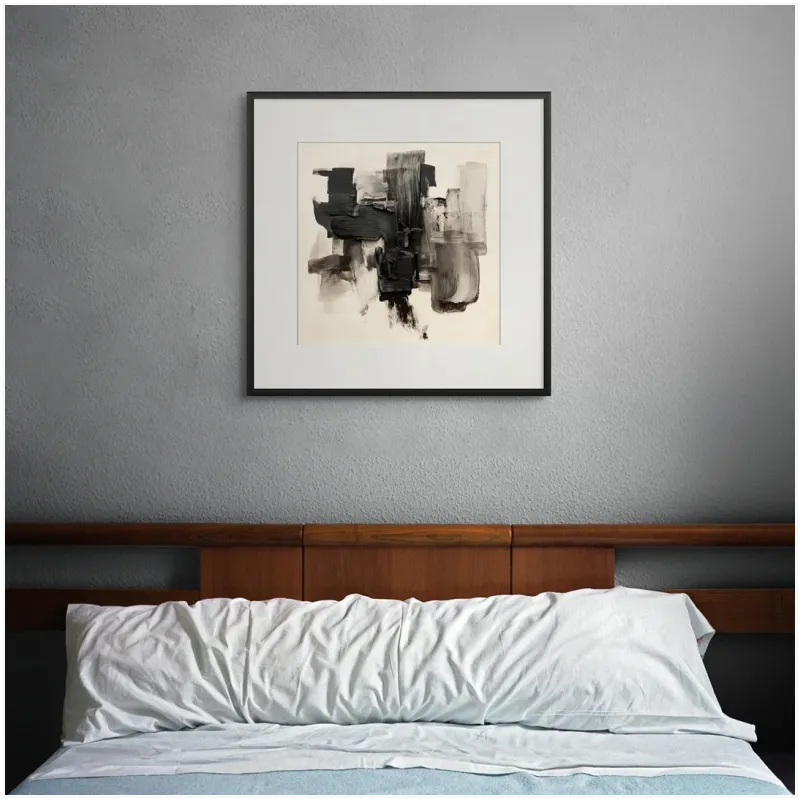 Abstract Brushstroke Composition Modern Black and White Art