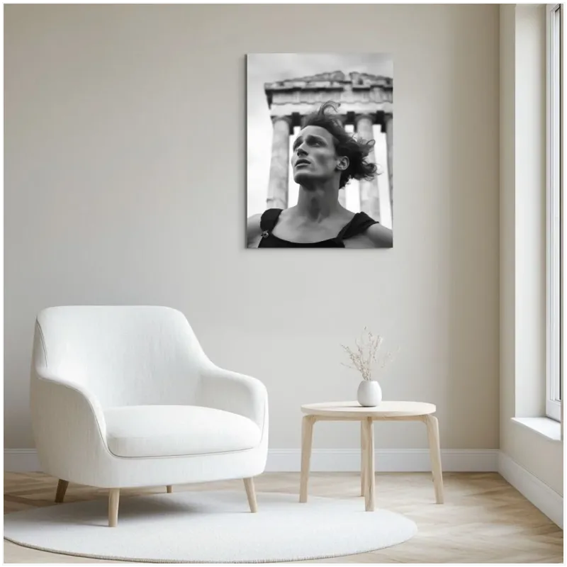 Classical Male Portrait Ancient Temple Black White