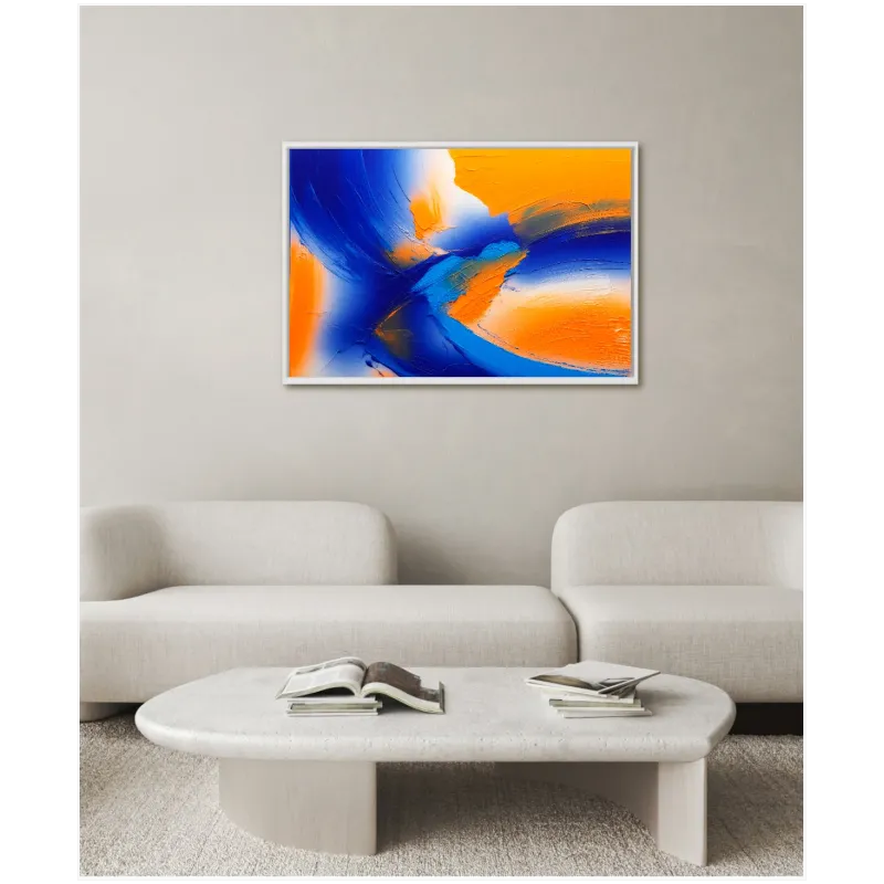 Abstract Dynamic Composition Blue and Orange Vibrant Strokes
