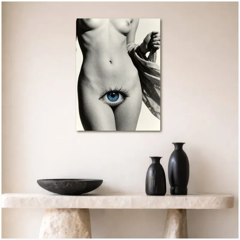 Surreal Female Body Blue Eye Black and White