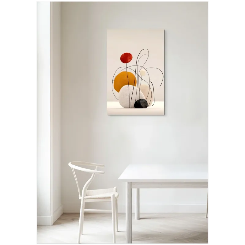 Abstract Organic Composition with Stones and Flowing Lines