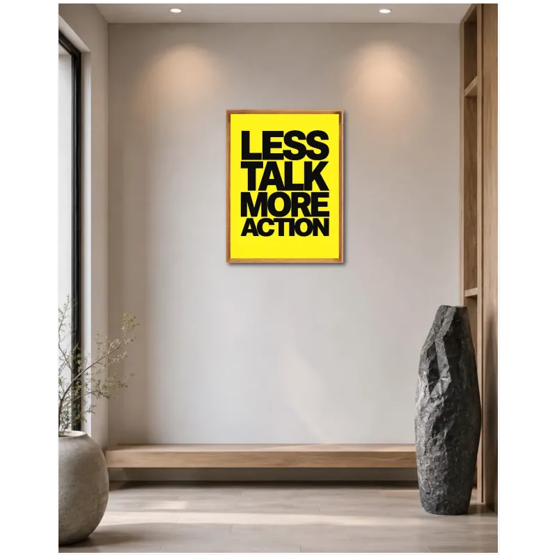 Πίνακας Less Talk More Action Κίτρινο Μαύρο