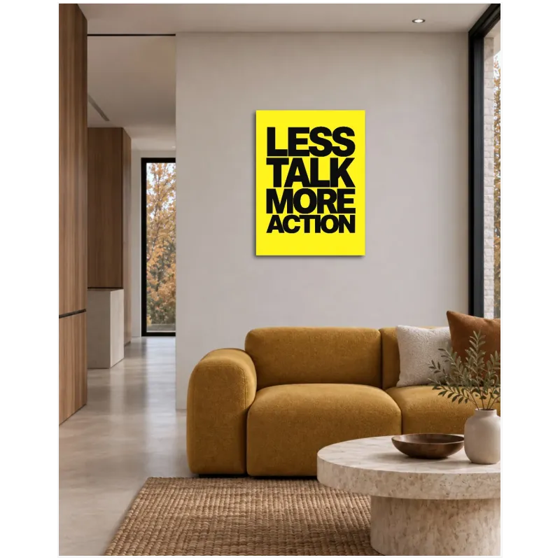 Πίνακας Less Talk More Action Κίτρινο Μαύρο