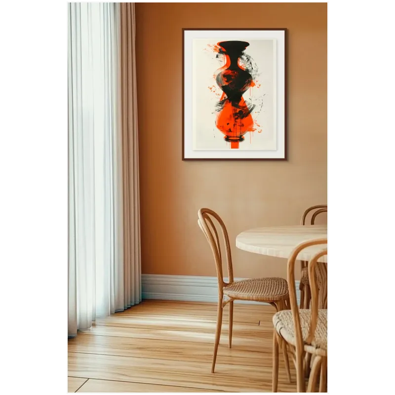 Abstract Vase Expressionism Orange and Black Art Print