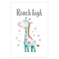 Cute Giraffe Hearts Watercolor Kids Wall Art