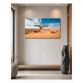 Majestic Eagle Flying Over Golden Desert Dunes