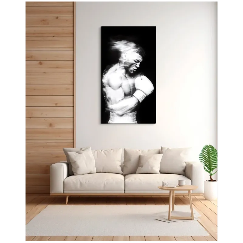 Dynamic Boxer Portrait with Motion Blur Black White