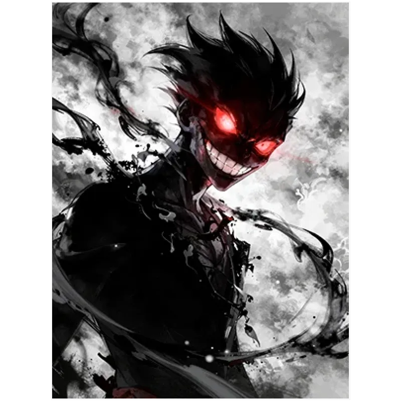 Σκοτεινός Anime Ήρωας Δυναμικό Πορτραίτο Μαύρο Κόκκινο