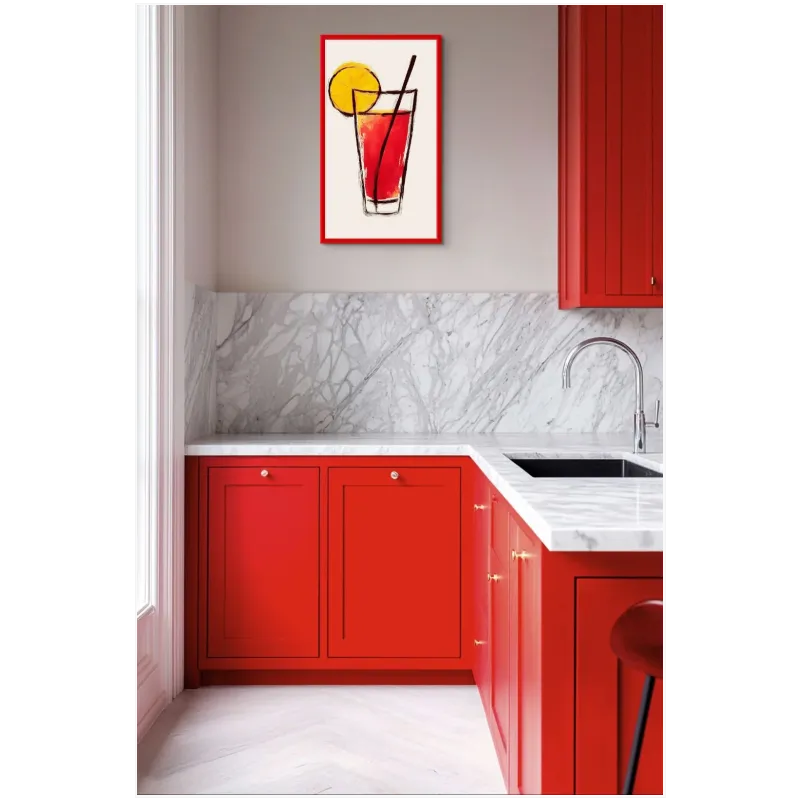 Refreshing Cocktail Modern Illustration Red Yellow