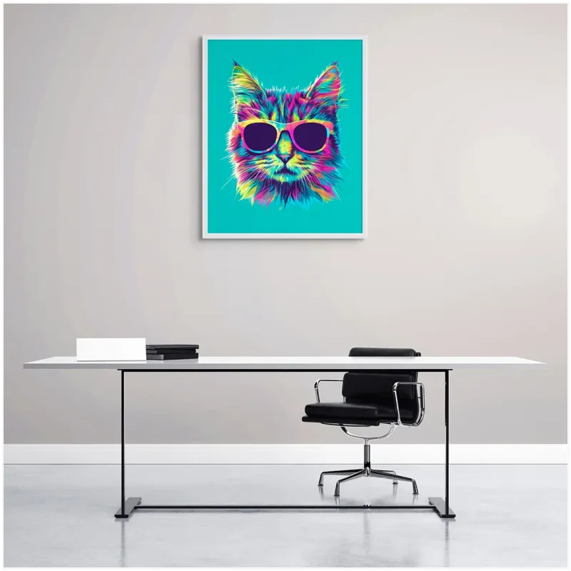 Γάτα με Γυαλιά Ηλίου Pop Art Πολύχρωμη