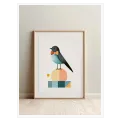 Πτηνό με Παπιγιόν Minimal Γεωμετρικό Design σε Γαλάζιο