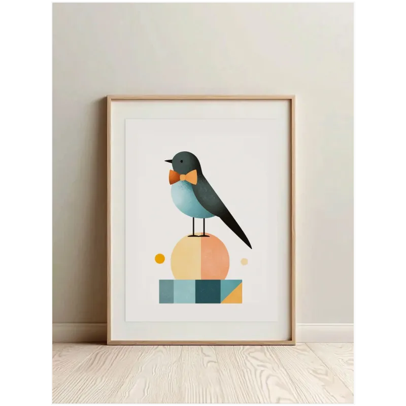 Πτηνό με Παπιγιόν Minimal Γεωμετρικό Design σε Γαλάζιο
