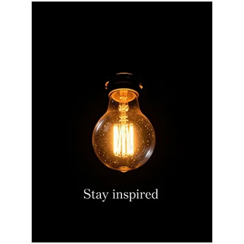 Φωτεινός Λαμπτήρας Με Φράση Stay Inspired Σε Μαύρο Φόντο