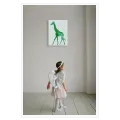 Green Giraffe Modern Wall Art on White Background