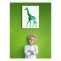 Green Giraffe Modern Wall Art on White Background