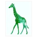 Green Giraffe Modern Wall Art on White Background