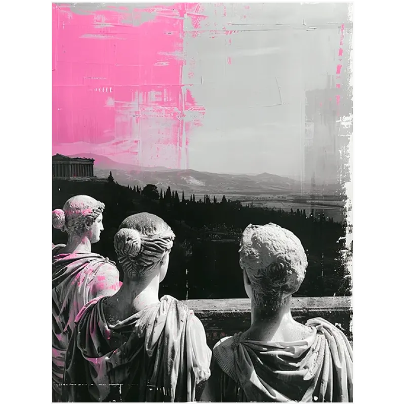 Κλασικά Αγάλματα Ακρόπολη Pop Art Φούξια