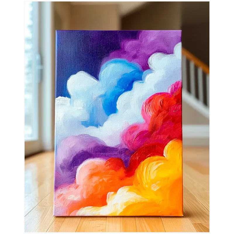 Vibrant Sunset Clouds Expressive Oil Painting Canvas